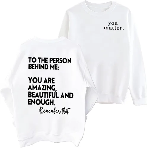 Vista 3 de MOUSYA Sudadera de gran tamaño con texto en inglés You Matter para mujer, sudadera con capucha de gran tamaño para concientización sobre la salud