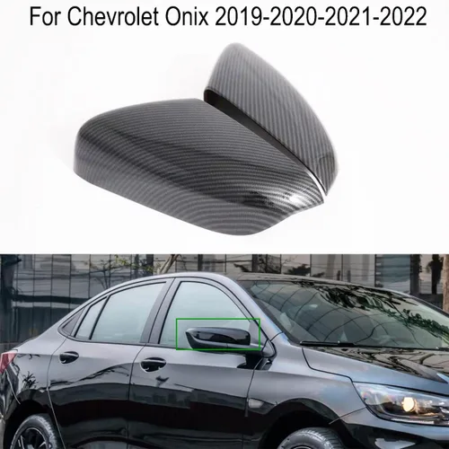 Vista 2 de Fibra de carbono 2 piezas de cubierta de espejo retrovisor de coche para Chevrolet Onix 2019-2020-2021-2022