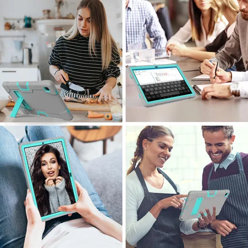 Vista 6 de Funda para Tablet de Samsung Galaxy Tab A7 10.4 2020, Funda Protectora de Alta Resistencia y a Prueba de Golpes de PC de Silicona con Soporte