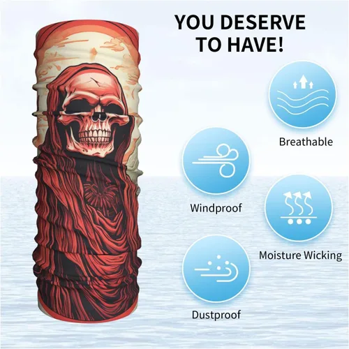 Vista 6 de CASGTNZ skull angel grim reaper Death red Neck Gaiter Face Cover Balaclava Gaiter Mask for Men Women Bandana for Motorcycle Cycling Riding Skiing