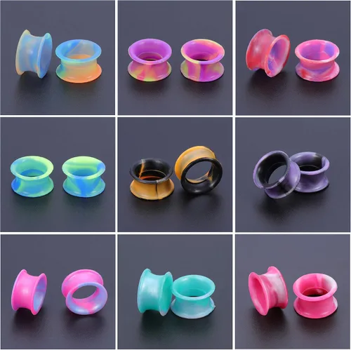 Vista 4 de ZS 16 pares de tapones para los oídos, dilatadores de silicona, flexibles, finos, dilatadores, dilatadores, dilatadores de oreja