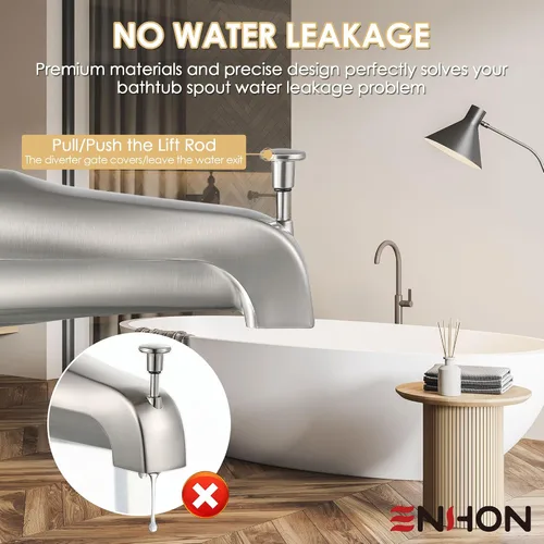 Vista 2 de Enhon Boquilla deslizante para bañera con desviador, compatible con la norma estadounidense 8888026.002, grifo de bañera de baño, se adapta a 1/2