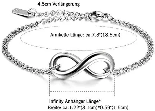 Vista 4 de Oidea - Pulsera de acero inoxidable para parejas con infinito, con bolsa de regalo