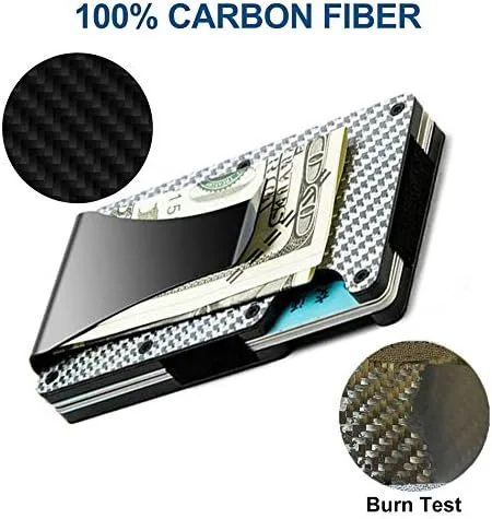Vista 6 de JYHF - Cartera con clip de bloqueo RFID para hombres y mujeres, cartera minimalista para tarjetas de créditoorganizador, billeteras de fibra
