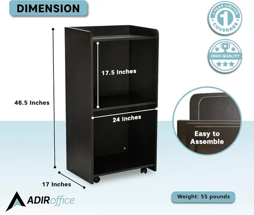 Vista 4 de AdirOffice Podio con ruedas, soporte de anfitriona para restaurante, soporte de podio rodante, negro