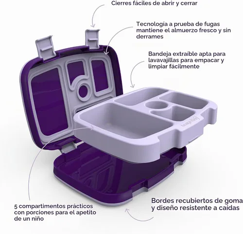 Vista 2 de Bentgo® Kids Prints - Lonchera infantil de 5 compartimentos estilo Bento, con utensilios de plástico reutilizables (unicornio)