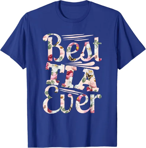 Vista 23 de Camiseta para mujer con texto en inglés "Best Tia Ever" Negro