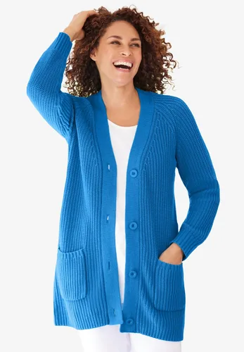 Vista 5 de Woman Within Cárdigan Shaker con botones en la parte delantera de talla grande para mujer