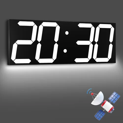 Vista 11 de CHKOSDA 18.7 Inch Large Digital Wall Clock with GPS Auto-Sync Time - Blue 164ft Visibility, No Wi-Fi, 8-Level Dimming, Timer, Remote