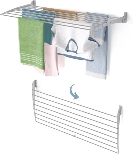 Vista 41 de foxydry Rejilla de secado plegable para montar en la pared, plegable que ahorra espacio, 24 pulgadas Negro - Cerrando