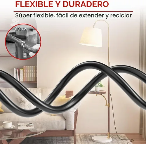 Vista 5 de Cable de extensión corto de 16/3 de 1 pie, cable de extensión negro flexible y duradero, cable de alimentación de 3 clavijas para interiores
