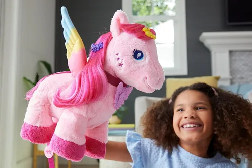 Vista 2 de Mattel Barbie A Touch of Magic - Juguete de peluche Pegaso Walk & Flutter, peluche para caminar de 11 pulgadas con accesorios para el cabello