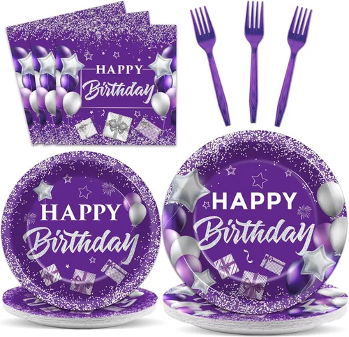 Vista 32 de gisgfim 96 piezas de suministros para fiesta de cumpleaños de 18 años, platos de papel, servilletas, hora de ser adulto, rojo y negro, juego
