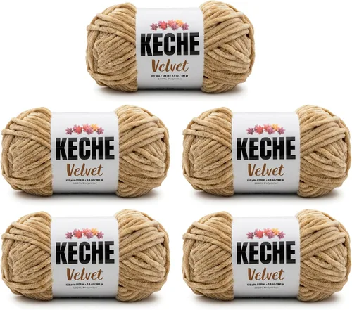 Vista 82 de Keche Hilo para ganchillo, hilo de terciopelo, chenilla suave, manta de bebé voluminosa amigurumi Yarn 3.53 oz (132 yardas) - Arona