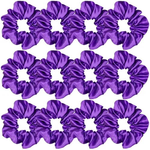 Vista 32 de Sufermoe 12 bandas elásticas para el cabello de seda satinada, color azul surtido de 4.5 pulgadas para mujeres y niñas