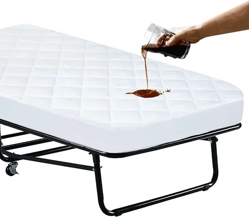 Vista 10 de Protector de colchón tamaño individual, impermeable, absorbente, protector de colchón acolchado, ajustable, relleno alternativo de plumón, bolsillo
