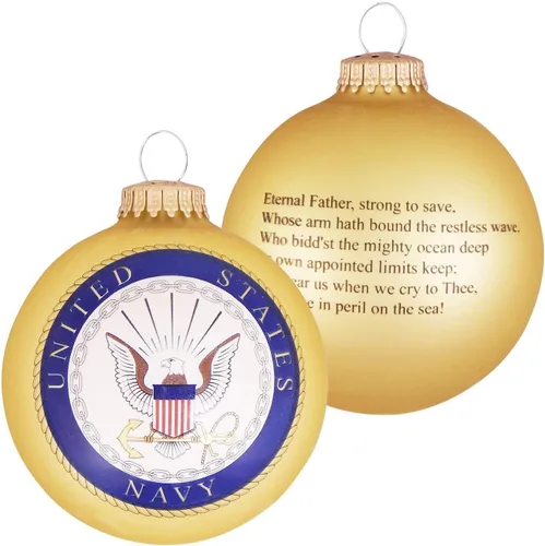 Vista 7 de Christmas by Krebs 80 mm (3 1/4") Fabricadas en los Estados Unidos Adorno de bola de Navidad patriótico, con logotipo y himno de vidrio sin uniones