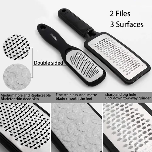 Vista 2 de Removedor de callos para pies, raspador de pies colosal y kit profesional de pedicura para eliminar la piel dura para pies húmedos y secos, lima