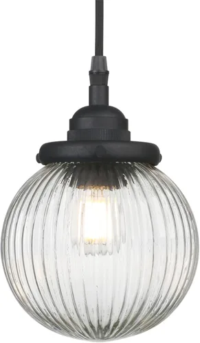 Vista 9 de Yosoan Lámpara colgante vintage de 1 luz, lámpara colgante de cocina, con cable individual, de lujo, retro, texturizada, a rayas, redonda, pantalla