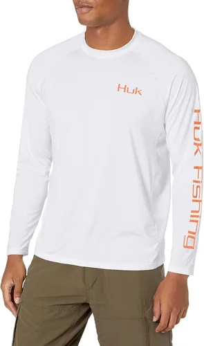 Vista 27 de HUK Camiseta de pesca de manga larga con protección solar para hombre Vc Pursuit Pescado de hueso - Glaciar
