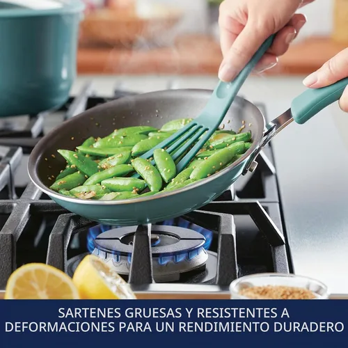 Vista 4 de Rachael Ray Cook + Create - Sartén antiadherente de 8.5 pulgadas, Agave Azul Azul agave