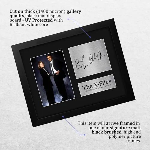 Vista 3 de HWC Trading The X-Files - Cartel impreso de regalo firmado con autógrafo Gillian Anderson David Duchovny - Tamaño carta de EE. UU
