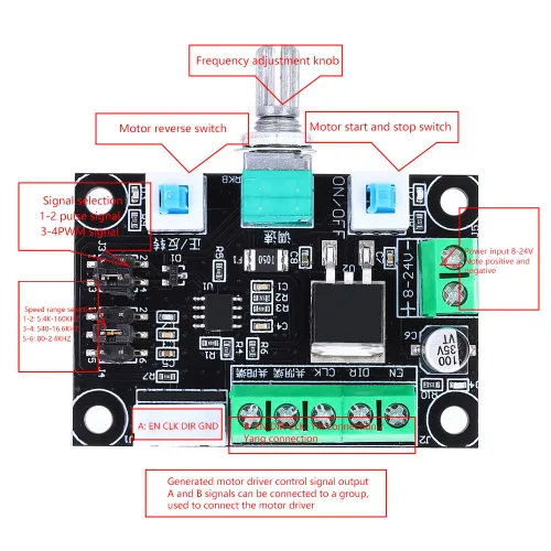Vista 5 de Controlador de accionamiento de motor paso a paso, placa de control de velocidad PWM alta módulo generador de pulso para impresora CNC 3D robótica