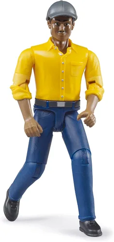Vista 3 de Bruder Bworld 60022 Figura de Juguete de Hombre con Piel Oscura/Jeans Azul
