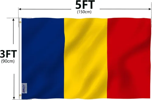 Vista 7 de Anley Fly Breeze - Bandera de Rumania de 3 x 5 pies, colores vivos y a prueba de decoloración, cabecera de lona y doble costura, banderas rumanas