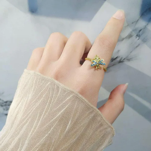 Vista 5 de 14K Gold Plated Anxiety Ring for Women-925 Sterling Silver Spinner Rings for AnxietyAdjustable Open Ring Fidget RingStacking Rings Gifts