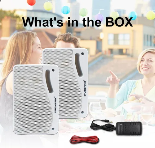 Vista 7 de STUDIOFINIX Altavoces Bluetooth al Aire Libre de 3.5 Pulgadas Impermeables con Cable, Altavoces de Pared de 3 Vías de 200W de Calidad Premium, Ideal