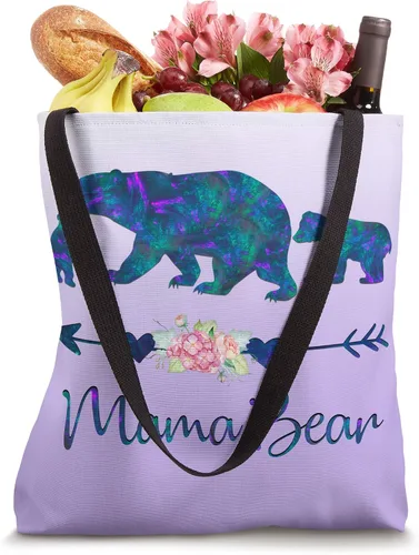 Vista 4 de Bolso de mano azul púrpura floral mamá oso y dos cachorros plata púrpura Blanco 16 pulgadas