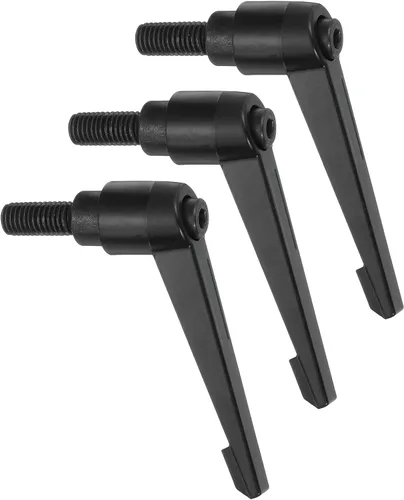 Vista 17 de uxcell 3 perillas ajustables M5 x 0.472 in, rosca macho, botón de trinquete, cierre rápido, perno giratorio para maquinaria de torno, color negro