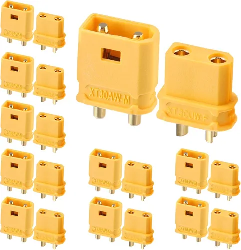 Vista 14 de ELFCULB 10 pares de conectores Amass XT30PW, conectores macho hembra XT30 para robot mini UAV (amarillo)