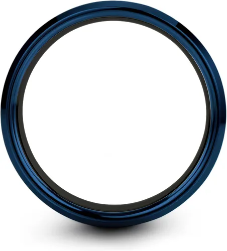Vista 2 de Regalo para abanico de sirena Anillo de sirena pulido pulido aniversario de boda tungsteno oro amarillo negro plata azul 0.315 in Banda
