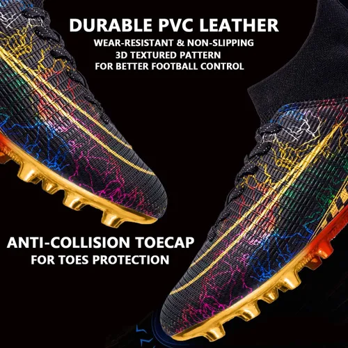 Vista 2 de HESBITEUL Zapatos de fútbol cómodos para hombre, para exteriores, interiores, para niños, para estudiantes de fútbol, zapatos deportivos de alta