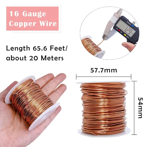 Vista 8 de Alambres de cobre resistentes al deslustre de 65.6 pies, alambre de cobre para electrocultura en jardinería, alambre de cobre de calibre 16, cables