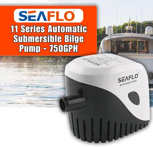 Vista 2 de Seaflo, bomba de agua autosumergible automática para barco de sentina de 12 V 750 ghp con interruptor sumergible