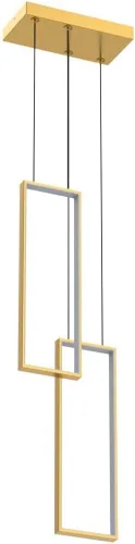 Vista 4 de Accesorio de Lámpara Colgante Moderna para Cocina Dorada 18W LED Lámpara Colgante 2 Anillos Candelabro Rectangular Iluminación Colgante para Isla