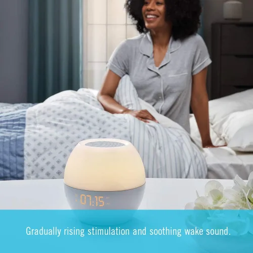 Vista 5 de HoMedics SoundSpa Sunrise, máquina de sonido para dormir para adultos y bebés, 4 sonidos calmantes, 4 sonidos de despertador, altavoz Bluetooth