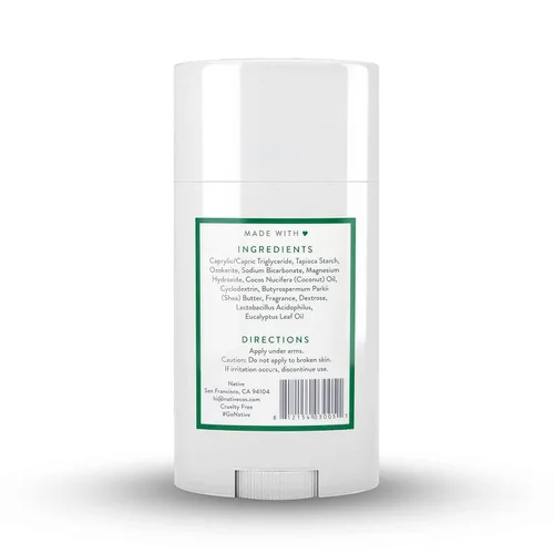Vista 6 de Native Desodorante Desodorante natural para mujeres y hombres, sin aluminio con bicarbonato de sodio, probióticos, aceite de coco y manteca