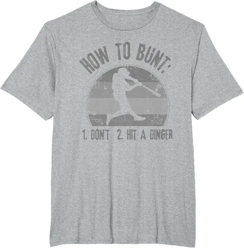 Vista 49 de Cómo Bunt Don't Hit A Dinger - Camiseta divertida de béisbol y sóftbol, Negro, S