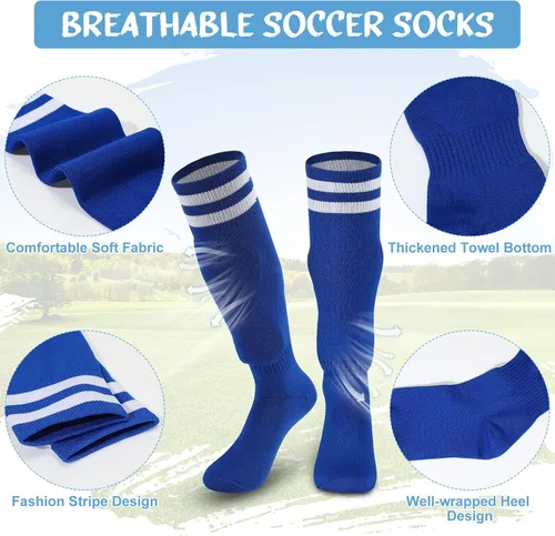 Vista 4 de Toulite 4 pares de espinilleras de fútbol, 4 pares de calcetines de fútbol para niños, equipo de protección de pantorrillas, equipo de fútbol