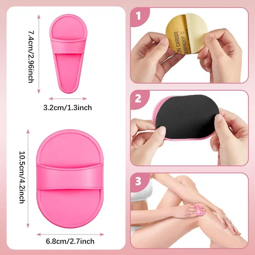 Vista 2 de Patelai 32 almohadillas de depilación Smooth Away, 2 tamaños, almohadillas removedoras de vello facial y 30 piezas de papel de lija fino