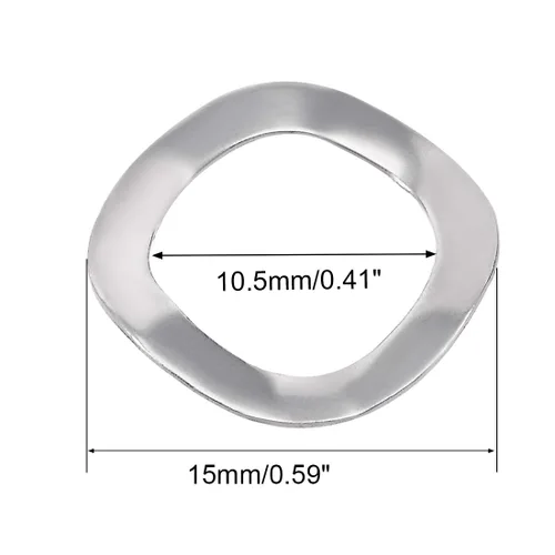 Vista 3 de uxcell 10 arandelas de resorte ondulado de acero inoxidable 304 de 0.41 "x 0.59" x 0.01 pulgadas para tornillo