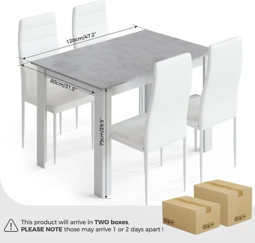Vista 2 de Mondeer Juego de mesa de comedor para 4, sillas de mesa de cocina con respaldo alto, juego de comedor y oficina en casa, 47.2 x 35.4 x 29.5 pulgadas