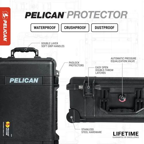 Vista 3 de Pelican Protector 1700 - Funda rígida multiusos con espuma, trípode, equipo de cámara, funda para pistola de deportistas, equipo electrónico y más