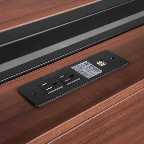 Vista 4 de Harper & Bright Designs Cama de plataforma Queen con nido y puertos USB, marco de cama Queen de metal con cabecera de almacenamiento y soporte