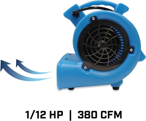 Vista 4 de Secadora de tapete BlueDri Jetster 1/3 HP Air Mover con pieza para tapete, rojo