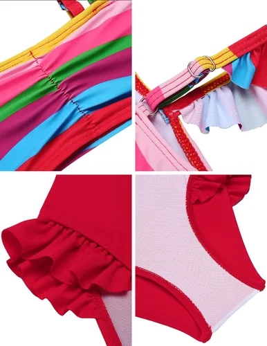 Vista 4 de Flypigs Trajes de baño de dos piezas con mangas voladas para niñas de 6 a 14 años